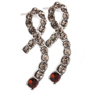 lg gemmed DIABETES AWARENESS RIBBON post earrings